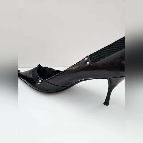 Prada Dark Brown/Black Leather Raw-Edge Trim Pumps Size 40 - Picture 10 of 13